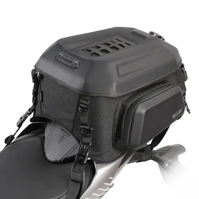 Rhinowalk Motorcycle Travel Luggage, Expandable Motorcycle Tail Bag 35L,Waterproof All Weather/Trunk/Rack Bag With Sissy Bar Straps-Matt Black