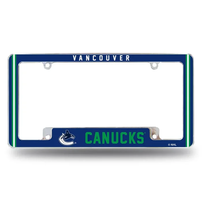 Rico Industries Nhl Vancouver Canucks Classic 12 X 6 Chrome All Over Automotive License Plate Frame For Car/Truck/Suv