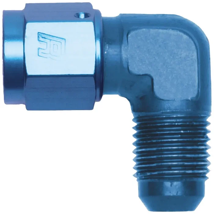 Russell/Edel 614806 Blue Anodized Aluminum 90-Degree Female -6An To Male -6An Adapter Fitting