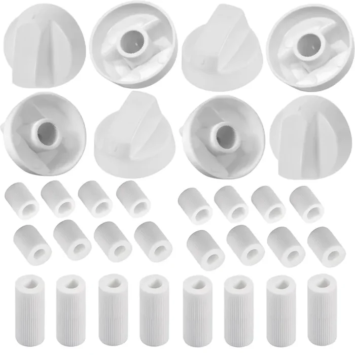 Seentech 8- Pack Control Knobs Replacement With 12 Adapters For Oven, Stove, And Range – Versatile And Wide Application For Various Models (White)