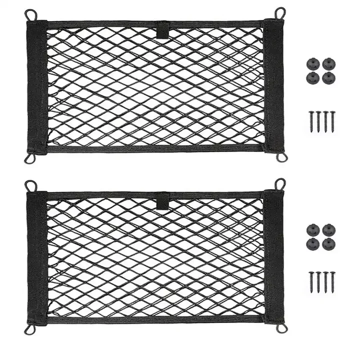 Seepong 2 Pack Large Cargo Net For Trunk, Rv, Boats Storage Mesh Pocket Net With 4 Mounting Screw And Builtin Hooks 18 X 9.8 Inch