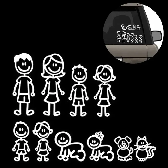 (Set Of 10) Family Car Decals Stickers Bundle