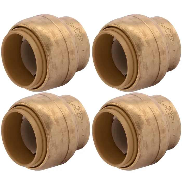 SharkBite 3/4 Inch Push Cap, Pack of 4, Push to Connect Brass Plumbing Fitting, PEX Pipe, Copper, CPVC, PE-RT, HDPE, U518LFA4