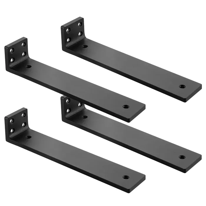 Shelf Bracket Floating Shelf Brackets 10 Inch, Heavy Duty Wall Shelf Brackets 6 Pack For Shelves Support, Hidden Metal L Brackets With Mounting Hardware (1/5‘‘ Thick)