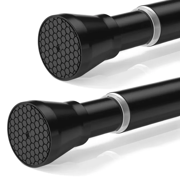Shower Curtain Rod 33 To 59 Inch 2 Pack Shower Rod Adjustable Curtain Rod No Drilling Expandable Spring Rod Tension Rod Pressure Tension Curtain Rod Spring Curtain Rod For Bathroom Windows Shower