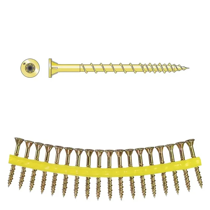 Simpson Strong-Tie WSV212S Strong-Drive WSV SUBFLOOR Screw (Collated) — 9 x 2-1/2 in. T25, Yellow-Zinc (1500-Qty)