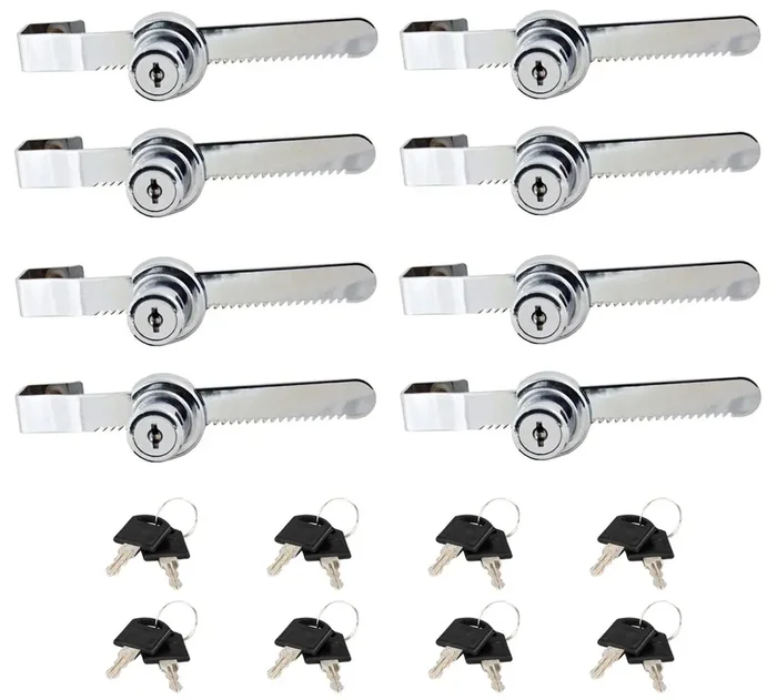 Sissinda Sliding Glass Door Ratchet Lock Display Case Lock With Chrome Finish, Security, Keyed Alike Showcase Display (8 Pc)