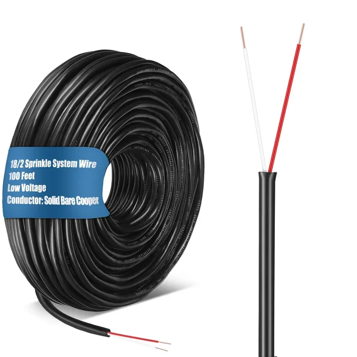 Solid Sprinkler System Wire, 18 Gauge Irrigation Wire With Uv Resistant Pvc Jacket Sprinkler Cable For Underground Irrigation System, Field Central Control System, 30V, Ul Listed (18/2, 100 Ft)