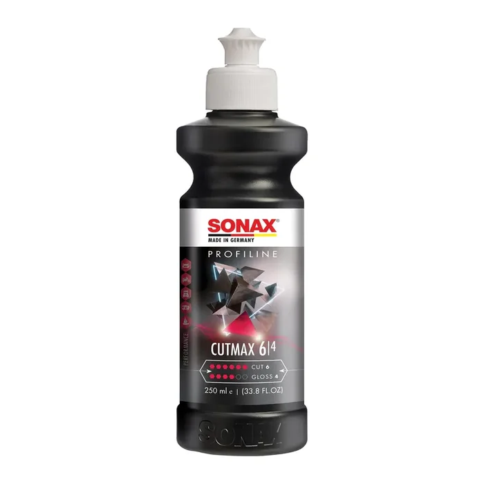 Sonax Cutmax Compound 246141 High-Abrasive Paint Correction Polish For P1500 Grit Sanding Marks Silicone-Free, Dust-Free, And Odorless Long Buffing Cycle For Severe Weathered Paint 250Ml