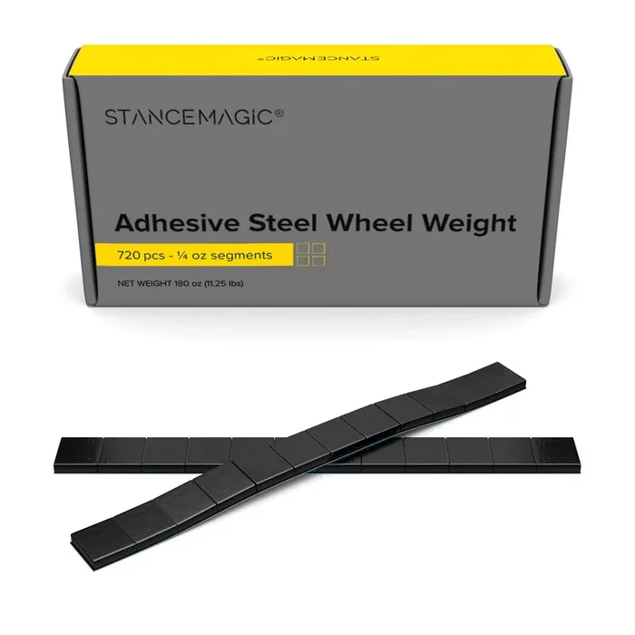 Stancemagic – 0.25Oz 1/4Oz – Black Adhesive Stick On Wheel Weights, Easy Peel, Low Profile, Zinc Plated Steel Balancing Weights For Cars Bikes Atv Utv, 11.25 Lb Box (180Oz), Contains 720 Pieces