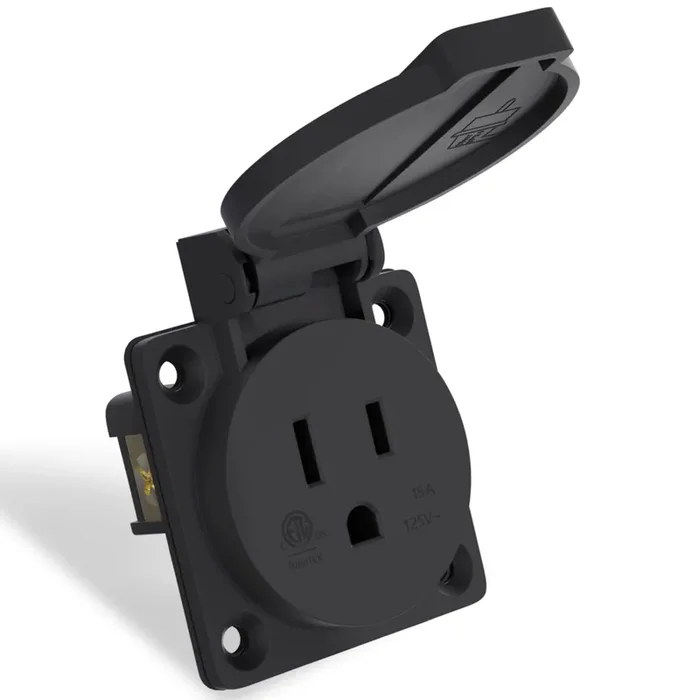 Starelo 15Amp Power Outlet Receptacle Nema 5-15R With Cover,125Volt 2 Pole 3Wire ,Weatherproof, Dustproof And Radiation Proof Power Outlet For Outdoor Use,Etl Listed.
