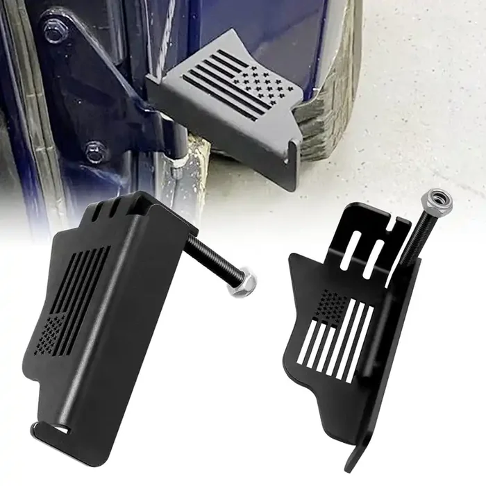Steel Front Foot Pegs Rest Pedal Compatible With 2007-2021 Jeep Wrangler Jk Jku Jl Jlu Unlimited 2-Door / 4-Door Exterior Door Hinge -2Pcs