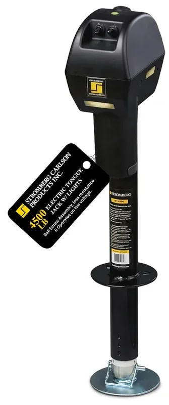 Stromberg Carlson Jet-4500 Electric Tongue Jack – Heavy Duty Powered Jack With Ball Screw Mechanism, 18‘ Travel & 4.5‘ Drop Down Leg, Stabilizing, Leveling & Lifting Rv, Campers, Trailers, 4500 Lb