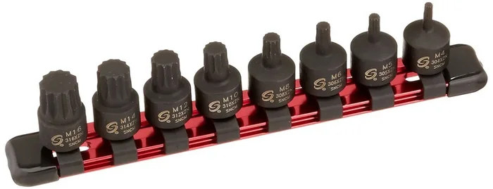 SUNEX TOOLS 3640 3/8-Inch Drive Stubby Triple Square Impact Bit Socket Set, 8-Piece