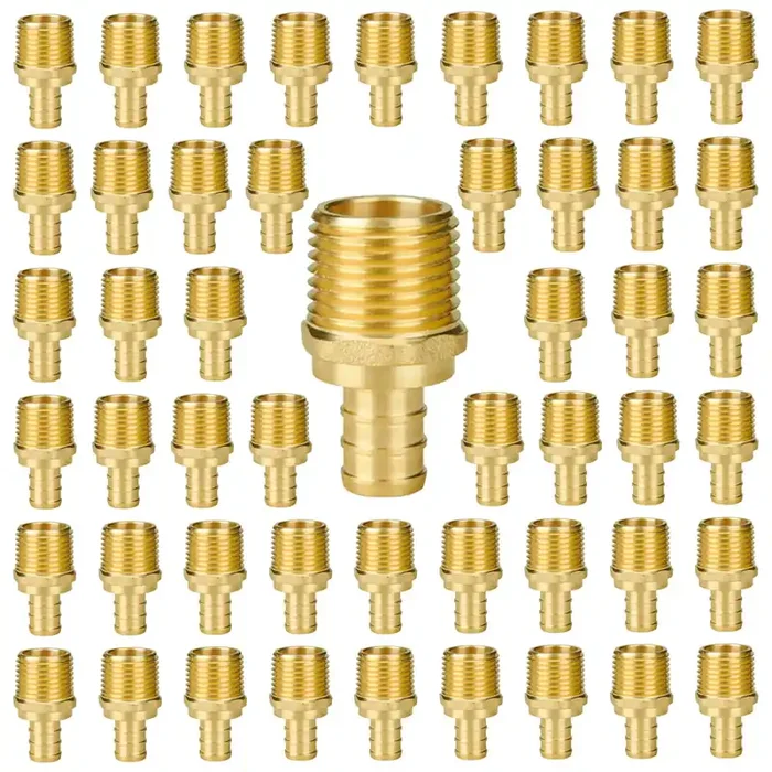 Sungator Pex Fittings 1/2 Inch, 50-Pack 1/2″ Pex Male Adapter, 1/2″ Npt To 1/2″ Pex, No Lead Brass, 1/2 Inch Pex Fittings For Pex Pipe