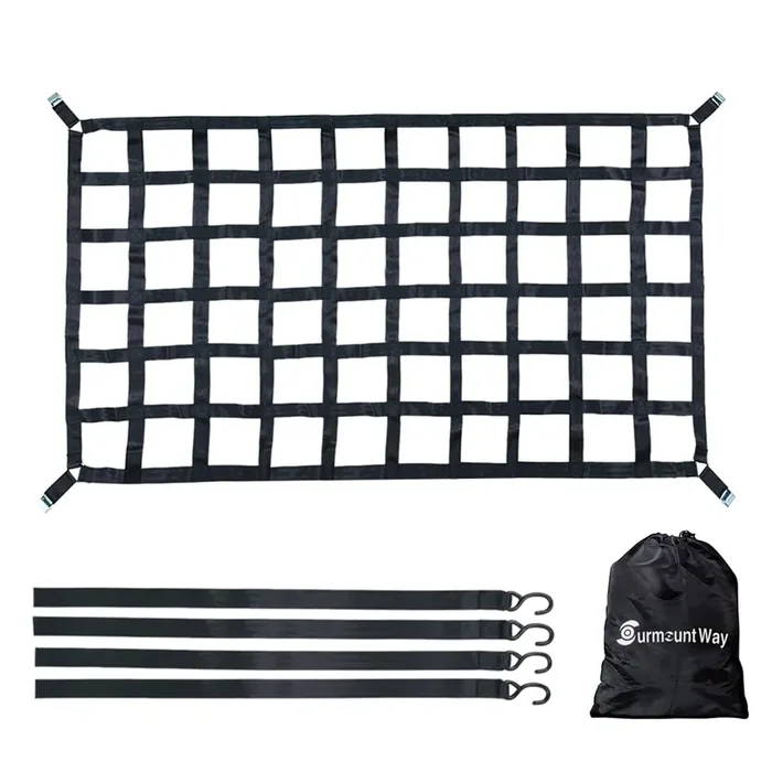Surmountway Cargo Net For Pickup Truck Bed(82″ X 50″), Truck Bed Cargo Net With Capacity 1100Lbs, Heavy Duty Cargo Nets With Adjustable Cam Buckles & S-Hooks, Truck Cargo Net For Trailer Trucks