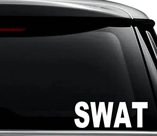 Swat Team Police Decal Sticker For Use On Laptop, Helmet, Car, Truck, Motorcycle, Windows, Bumper, Wall, And Decor Size- [15 Inch] / [38 Cm] Wide / Color- Matte Black