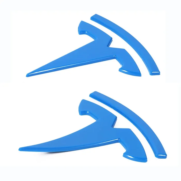 Tesla Model 3 Emblem Accessories Front Trunk Rear Trunk Logo Cover Sticker Badge Decals 2Pcs/Set (Blue)