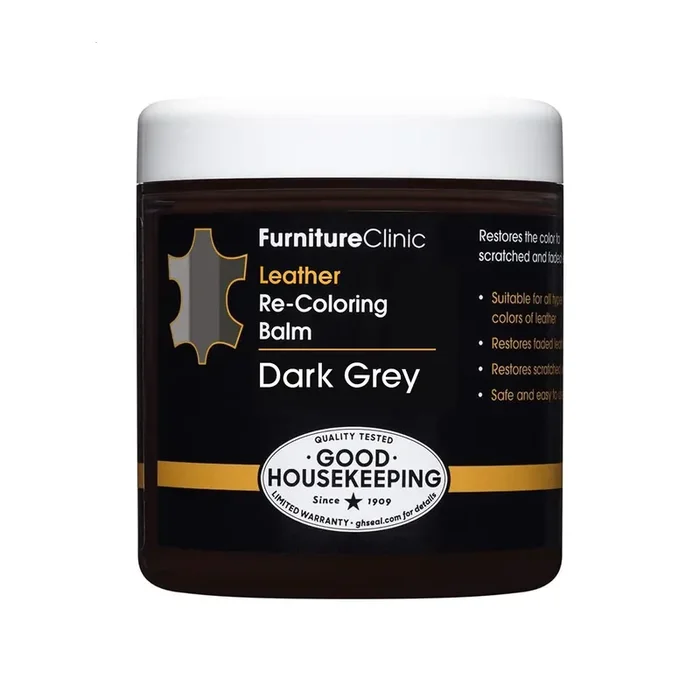The Original Leather Recoloring Balm By Furniture Clinic – 16 Color Options – Leather Repair Kit For Furniture – Restore Couches, Car Seats, Clothing – Non-Toxic Leather Repair Cream (Dark Grey)