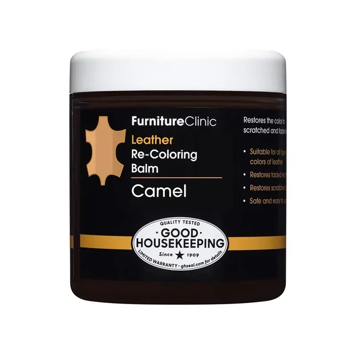 The Original Leather Recoloring Balm By Furniture Clinic – 16 Color Options – Leather Repair Kit For Furniture – Restore Couches, Car Seats, Clothing – Non-Toxic Leather Repair Cream (Camel)