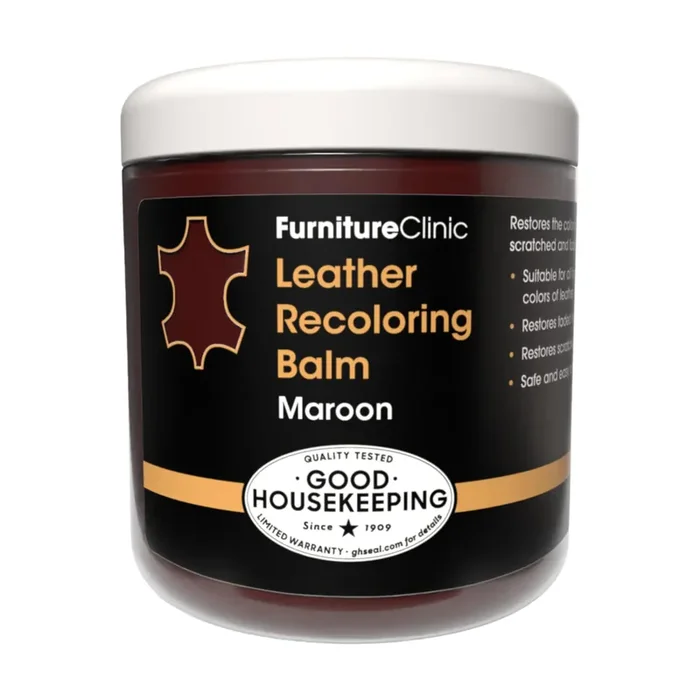 The Original Leather Recoloring Balm By Furniture Clinic – Maroon Leather Dye For Furniture, Couches & Car Seats – Restore Scratched, Faded, & Damaged Surfaces