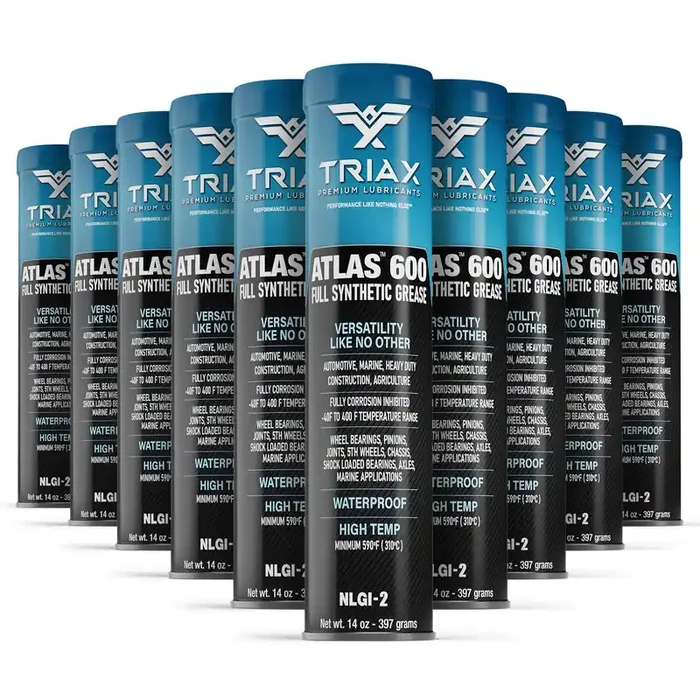 Triax Atlas 600 – Full Synthetic Grease – Ultra Duty – All 5Th Wheel, Bearings, Joints, Pivots, Bolts – Super Adhesive – Marine – Wide Temp Range -40 F To 450 F – 14 Ounce Cartridge (10 Tube Pack)
