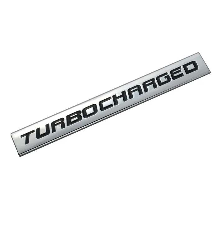 Turbocharged Black/Chrome Aluminum Alloy Auto Trunk Door Fender Bumper Badge Decal Emblem Adhesive Tape Sticker (Black/Chrome)