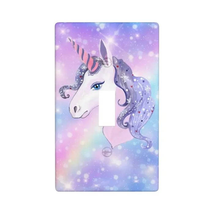 Unicorn Rainbow Cute Light Switch Cover Plates Decorative Single Toggle Wall Plate, 1 Gang Lightswitch Cover