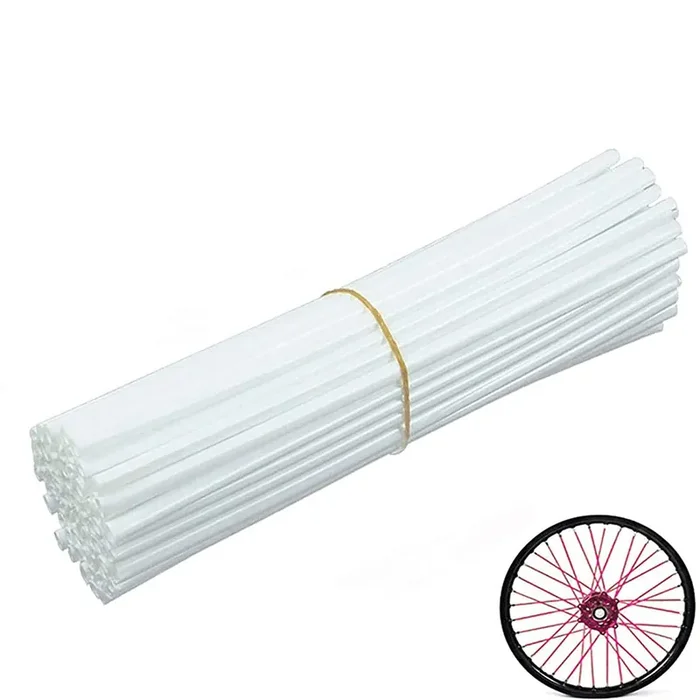 Universal Bicycle Bike Spoke Covers – 72Pcs Motorcycle Wheelchair Wheel Spoke Wraps, Dirt Bike Spoke Skin, Pipe Trim For 8″-21″ Spoke Rims Spoke Covers Decoration Protector Bmx Mtb (White)