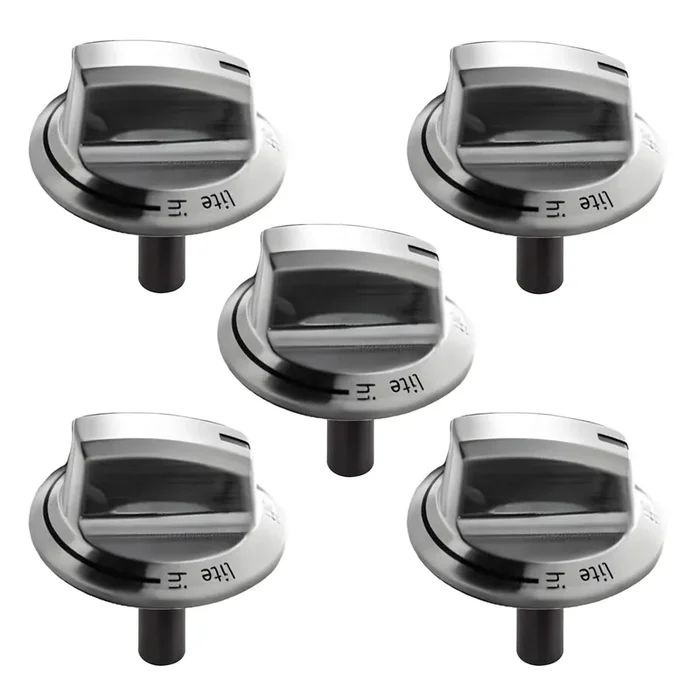 Upgraded A03546301/02/03 5304525746 5304504839 Gas Cooktop Knobs For Frigidaire Stove, Laser Engraving Sign Knob For Frigidaire Cooktop Ffgc3026Ss Ffgc3626Ss (Long Stem, Size 2.24In, Material Abs749)