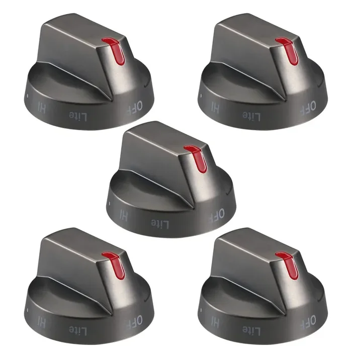 [Upgraded] Dg64-00473B Samsung Stove Knob Black Stainless Steel, Top Burner Control Dial Knob, Oven Knob Replacement Part For Samsung Gas Range Oven Stove Nx58J5600Sg, Nx58J7750Sg, Nx58K7850Sg, 5 Pcs