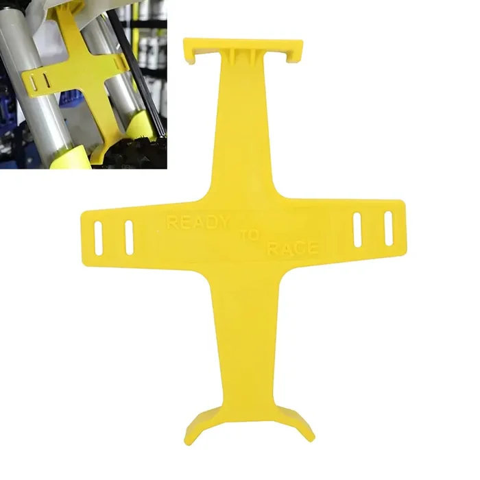 Ustpo Universal Motorcycle Fork Guard Suspension Support Brace Transportation Tool Tie Down Seal Saver Protection Plastic For Dirt Bike Motocross Accessories Yellow