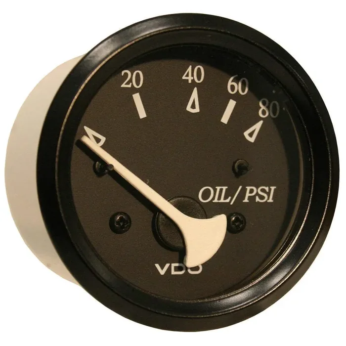 Vdo 350-11800 Cockpit Marine 80Psi Oil Pressure Gauge Use With Marine 240-33 Ohm Sender 12V – Black