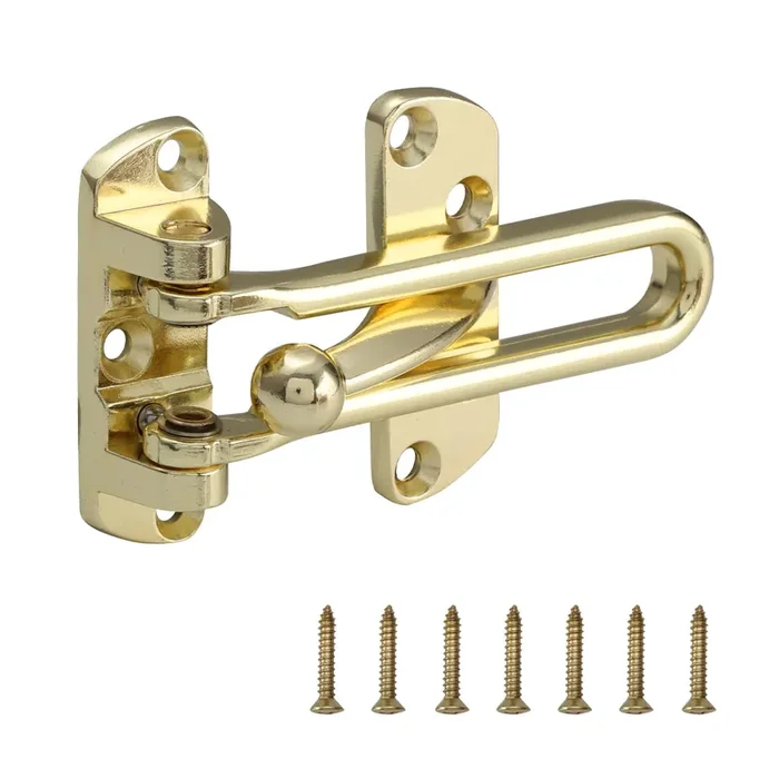 Wellmade Swing Bar Door Lock Latch,Door Security Latch For Kids Safety And Home Security, Reinforcement Door Latch Guard Clasp(Bright Brass,1 Pack)