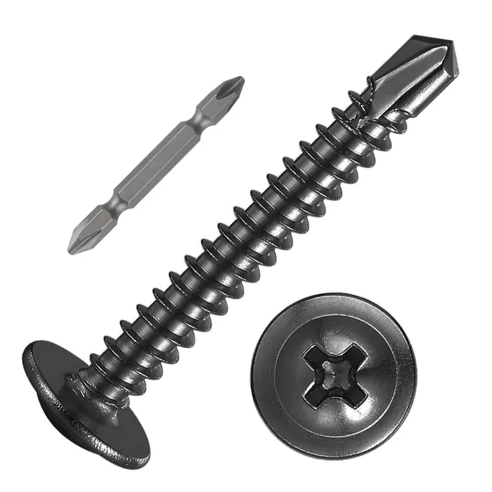 Wensilon (150Pcs) 8×1-1/4” For Sheet Metal Self-Tapping Screws 410 Black Stainless Steel Truss Head High-Strength Quick Tapping