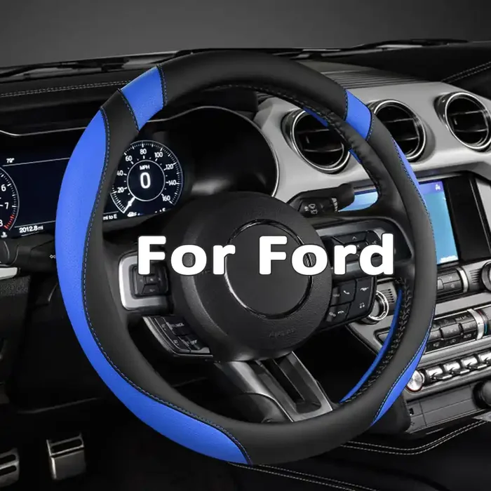 West Llama Car Steering Wheel Cover For Ford Escape,Explorer,Fusion,Focus,Bronco,Transit,Edge(Black+Blue- Standard Size)