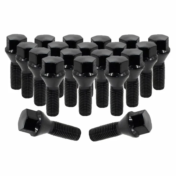 Wheel Accessories Parts 20 Pcs Lug Nut Set M12 X 1.25 12X1.25 Thread Acorn Seat Lug Bolts 17Mm Hex 28Mm Thread Length Black Lug Nuts For Chrysler 200 2016+ Jeep Cherokee 2017+ Jeep Compass
