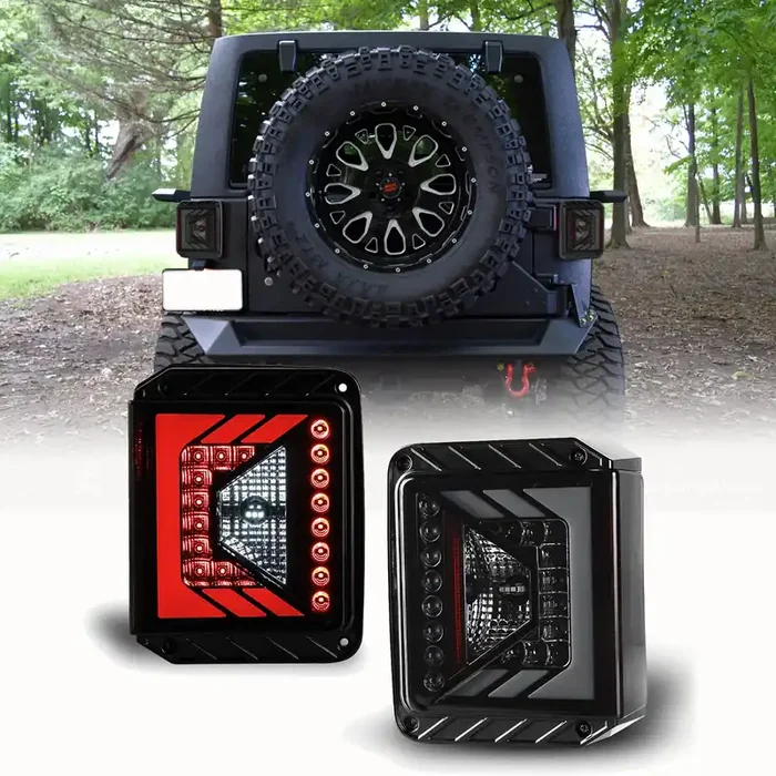Wolfstorm Led Tail Light Fit For 2007-2018 Jeep Wrangler Jk/Jku, 2007-2018 Jk/Jku Led Tail Lights Replacement,1 Pair(Black Smoke Lens)