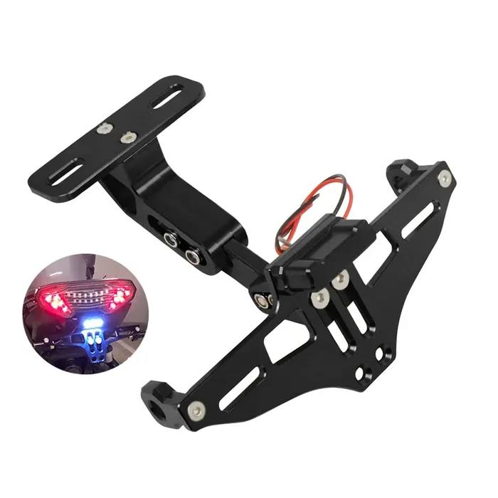 Worldmotop Motorcycle License Plate Bracket Fender Eliminator Kit Universal Replacement For Yamaha Kawasaki Honda Ducati Suzuki Bmw Adjustable Light Tail Tidy Holder Mount(Black)