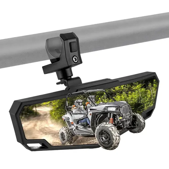 Wsays Utv Center Rear View Mirror Adjustable Angle Fits 1.5-2‘ Round Roll Bar Rear Center Convex Mirror Compatible With Rzr Maverick Talon Pionner Krx Mule Yxz Wolverine Zforce