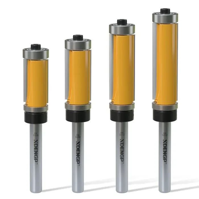 Xdengp 4 Pcs Top And Bottom Bearing Flush Trim Router Bits Set 1/4 Inch Shank, 1/2 Inch Cutting Diameter, 3/4‘, 1‘, 1-1/4‘, 1-1/2‘ Inch Cutting Length