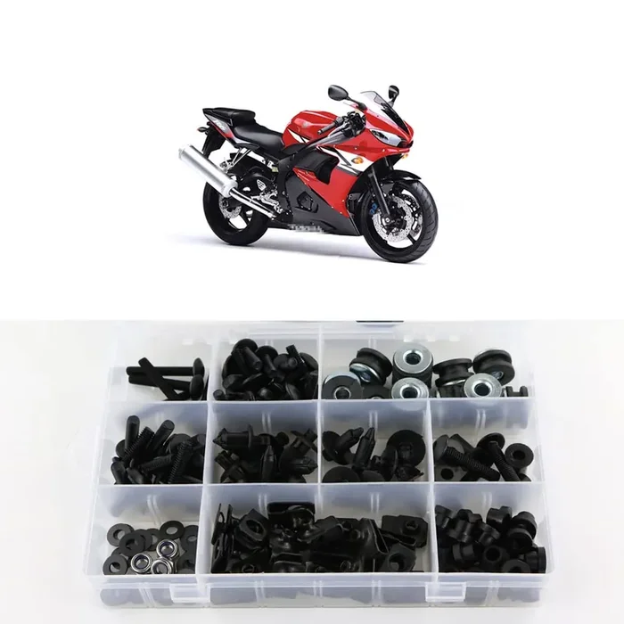 Xitomer Full Sets Fairing Bolts Kits, Fit For Yzf-R6 2003 2004 2005 Yzf-R6S 2006 2007 2008 2009 Mounting Kits Washers Nuts Fastenings Clips Grommets (Matte Black)