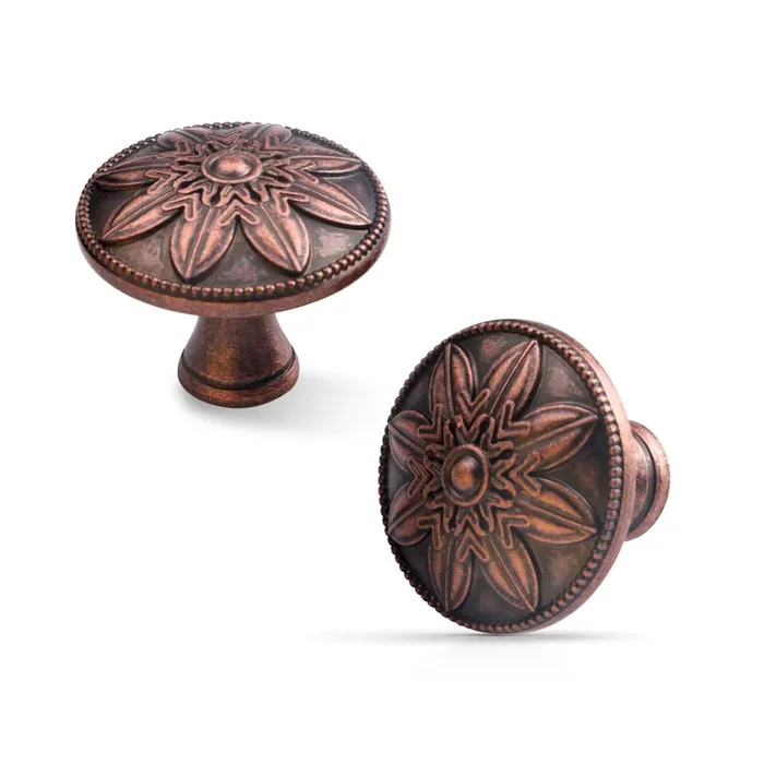 Xlroaafs 15 Pack Antique Copper Cabinet Knobs Drawer Knobs Vintage,1.4‘ Round Antique Kitchen Cabinet Hardware Knobs Drawer Handles For Kitchen Cabinets Rustic Copper Dresser Knobs