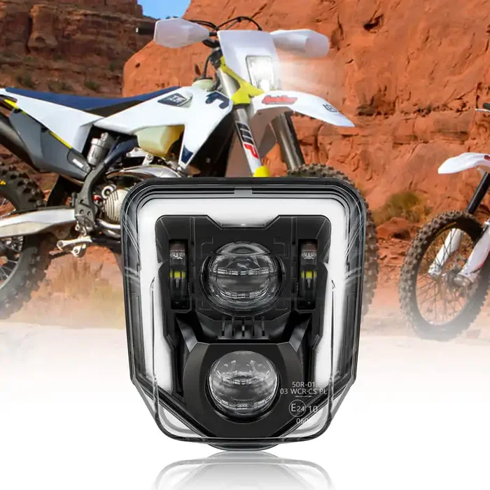 Xpctd Dirt Bike Headlight 3200Lm Led Motocross Headlight With Drl Fit For Husqvarna 2017-2023 Fe250 Fe350 Fe450 Fe501 Fe501S Fe701Sm Te150 Te250I Te300I Tx125 Fc250 Pit Bike Enduro Motorcycle Black
