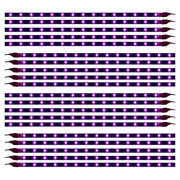 XTAUTO Purple 12V 15 LED Waterproof Car Underbody Light Strip – 30cm Flexible Pack of 20