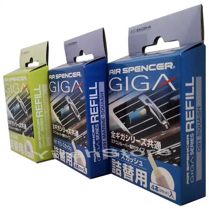 Yirehstore Air Freshener Giga Refill Assorted 3-Box Popular Top Scent – Green Breeze, Marine Squash, Squash Scent, Design For Giga Clip, Clipia, Clipia Ii, Bijou, Cross, Sylpheed Refill