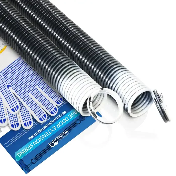 Yotoolgds Pair Of 110 Lbs Heavy Duty Garage Door Extension Springs Stretch Springs, 25” Long, Double Loop Ends, High Precision Electrophoresis Black Coated,Min 16,000 Cycles,For 7Ft High Garage Doors
