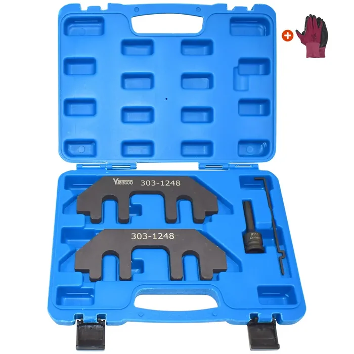 Yuesstloo Camshaft Holding Tool Kit With Tension Tool, Timing Alignment Holder Tool For Ford 3.5L & 3.7L 4V Engines, Replace 303-1248 303-1530, With Portable Case And Gloves
