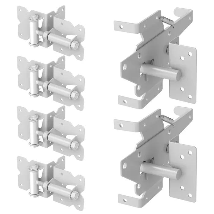 Zekoo Stainless Steel Gate Hardware Kit, Self Closing Gate Hinges And Latch, Rust Proof, Use For Vinyl Fence Gate And Wood Fences Gate, Heavy Duty 2 Gate Latches 4 Gate Hinges (White)