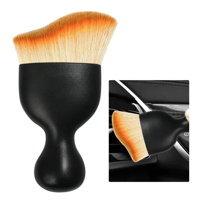 Ziciner Car Detailing Brush, Curved Soft Bristles Auto Removal Dust Collectors, Universal Vehicle Dashboard, Air Conditioner Vents Etc Interior Cleaning Tool Accessories (Yellow)